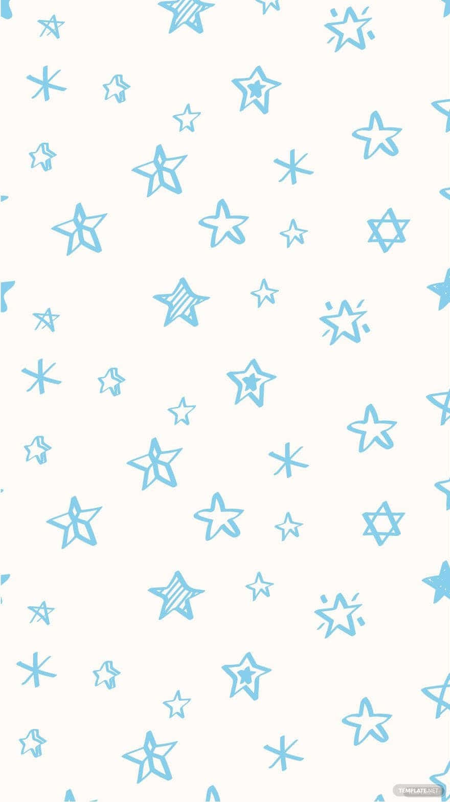 Stars 桌布 壁紙 — 一款壁紙，在柔和的米白色背景上散落著淺藍色手繪星星。