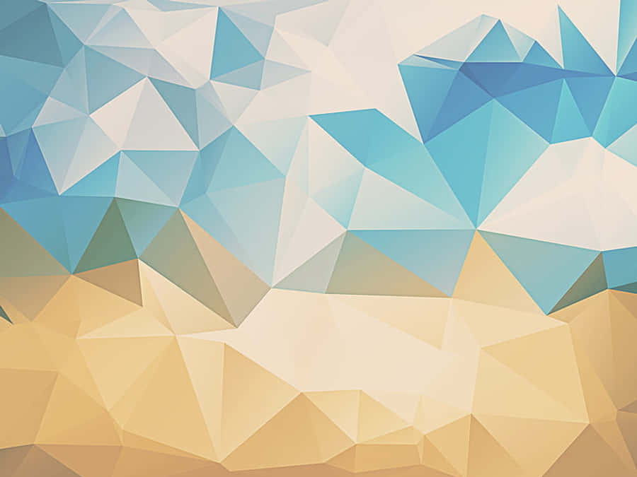 Minimalist HD Geometric Desktop 桌布 壁紙 — 一款幾何壁紙，以藍色和米色多邊形形狀創造現代抽象圖案。