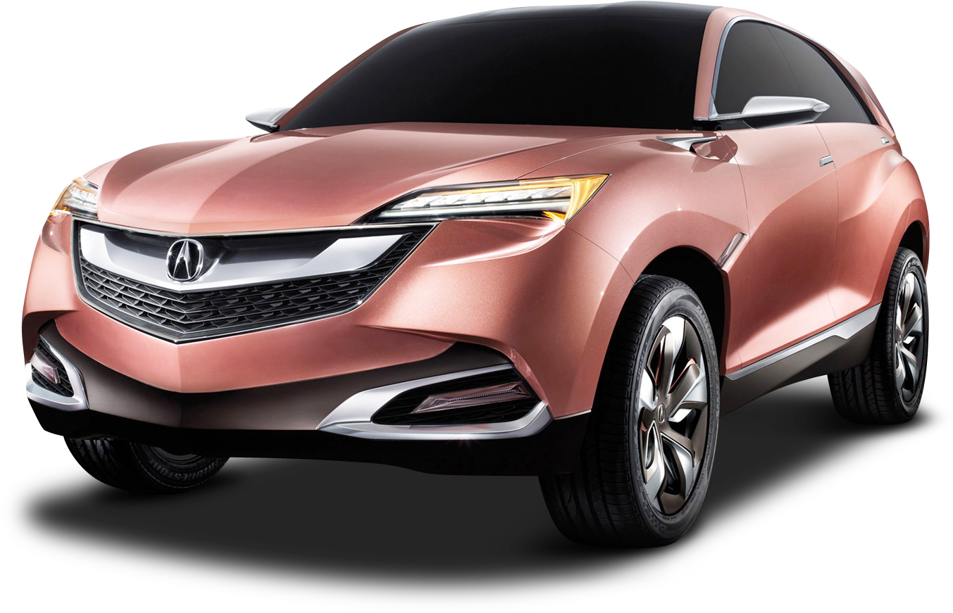 Acura 桌布 壁紙 — 一款時尚的玫瑰金概念SUV，線條銳利，車頭燈發光，在黑色背景下脫穎而出。
