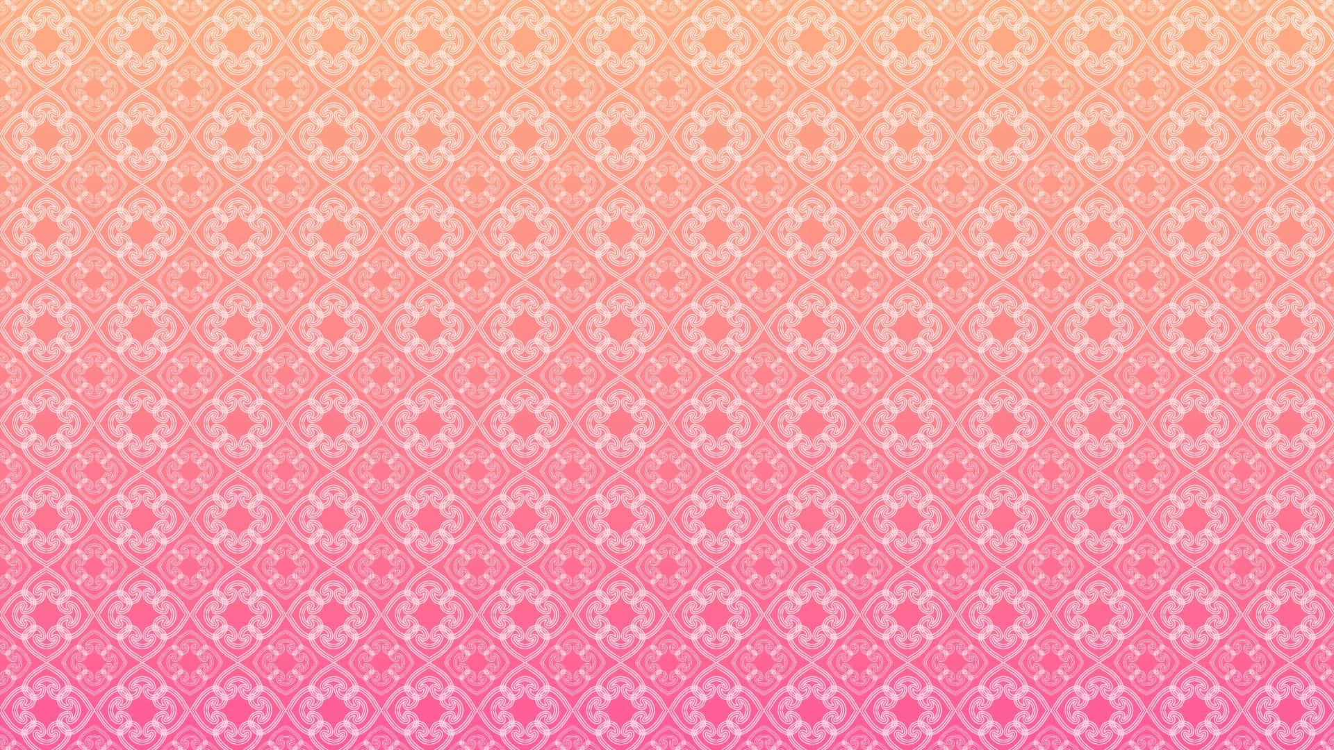 Pink Pattern 桌布 壁紙 — 一款柔和漸層壁紙，從蜜桃色過渡到粉紅色，帶有重複的華麗幾何圖案。