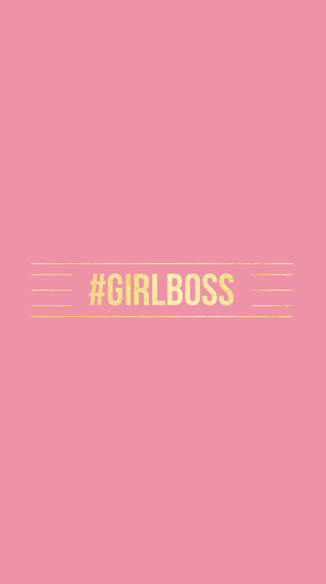 boss 桌布 壁紙 — 一款極簡粉色桌布，金色字體的 hashtag girlboss 居中於水平線之間。
