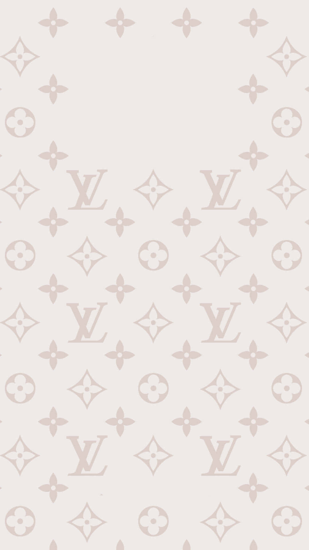 Louis Vuitton iPhone 桌布 壁紙 — 一款極簡風格壁紙，以淡色背景配上重複的柔和米色路易威登字母組合圖案。