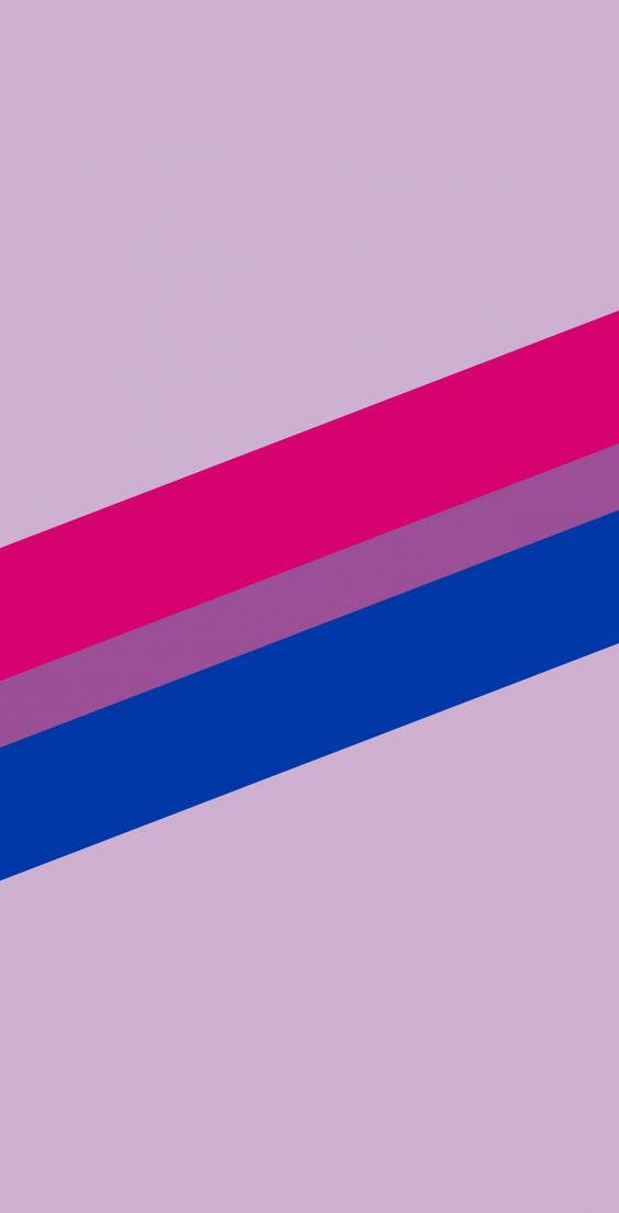 Bisexual Flag 桌布 壁紙 — 一款極簡風格桌布，在薰衣草背景上帶有粉紅色、紫色和藍色的對角線條紋。
