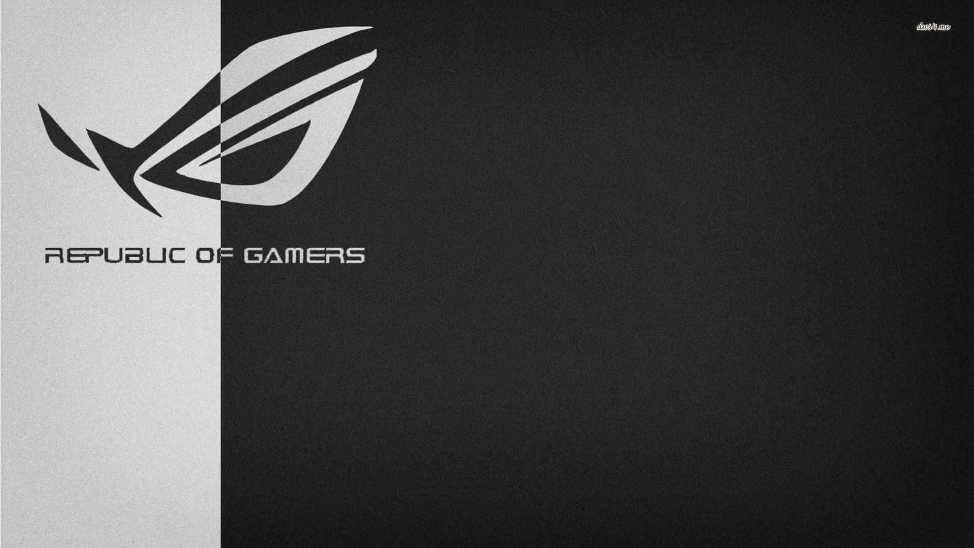 Republic of Gamers 標誌在分開的帶紋理灰色和黑色背景上。 — 華碩 ROG 壁紙