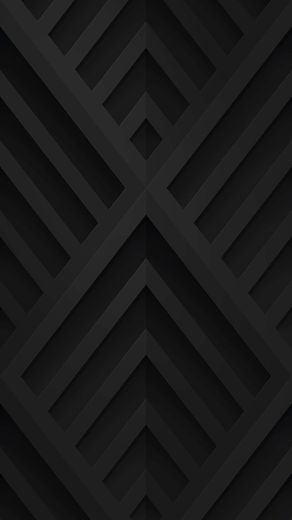 Art Deco iPhone 桌布 壁紙 — 一款極簡黑色壁紙，帶有幾何人字形圖案，營造出時尚現代的抽象設計。