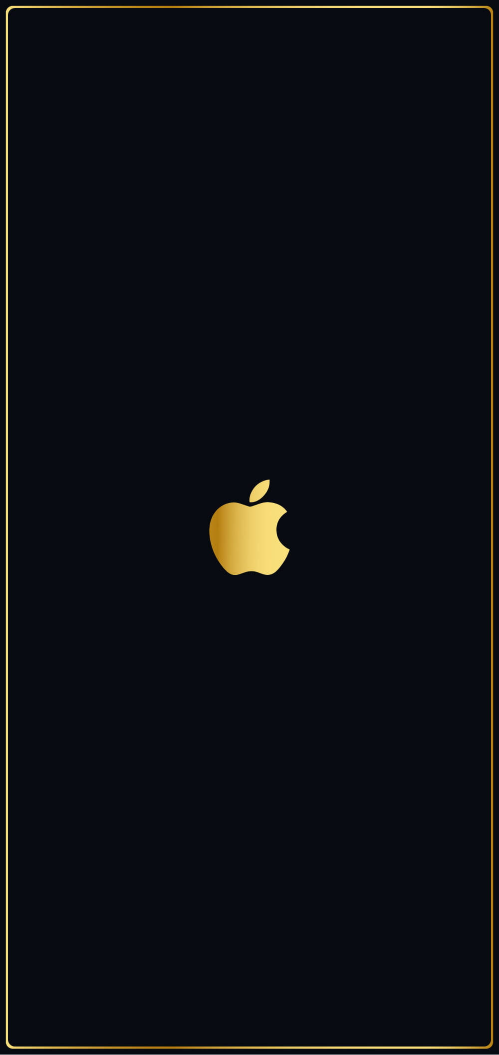 高清 桌布 壁紙 — 一款極簡黑色桌布，中央有一個金色Apple標誌，並以細金邊框圍繞。