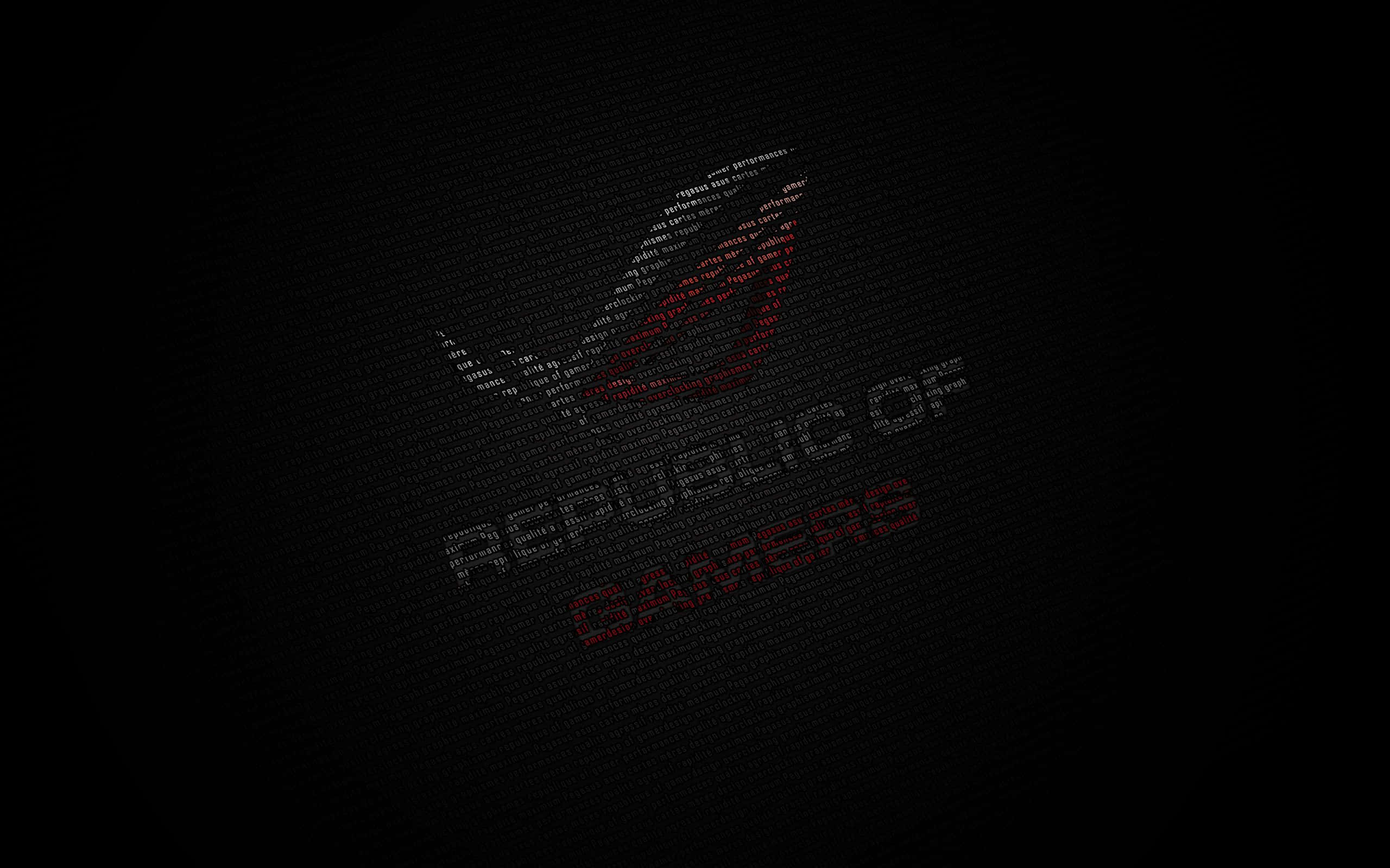 華碩 ROG 桌布 壁紙 — 一款深色紋理壁紙，帶有Republic of Gamers標誌的紅色和白色發光文字。