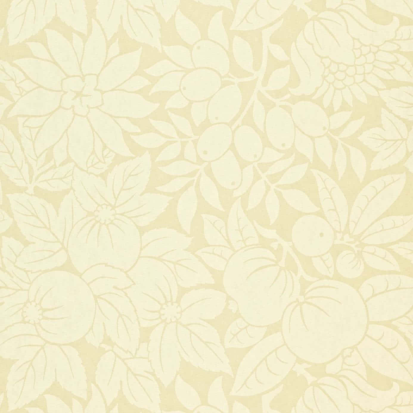 Cream Color 桌布 壁紙 — 一款精緻的奶油色壁紙，帶有重複的花卉和水果圖案，呈現柔和浮雕效果。