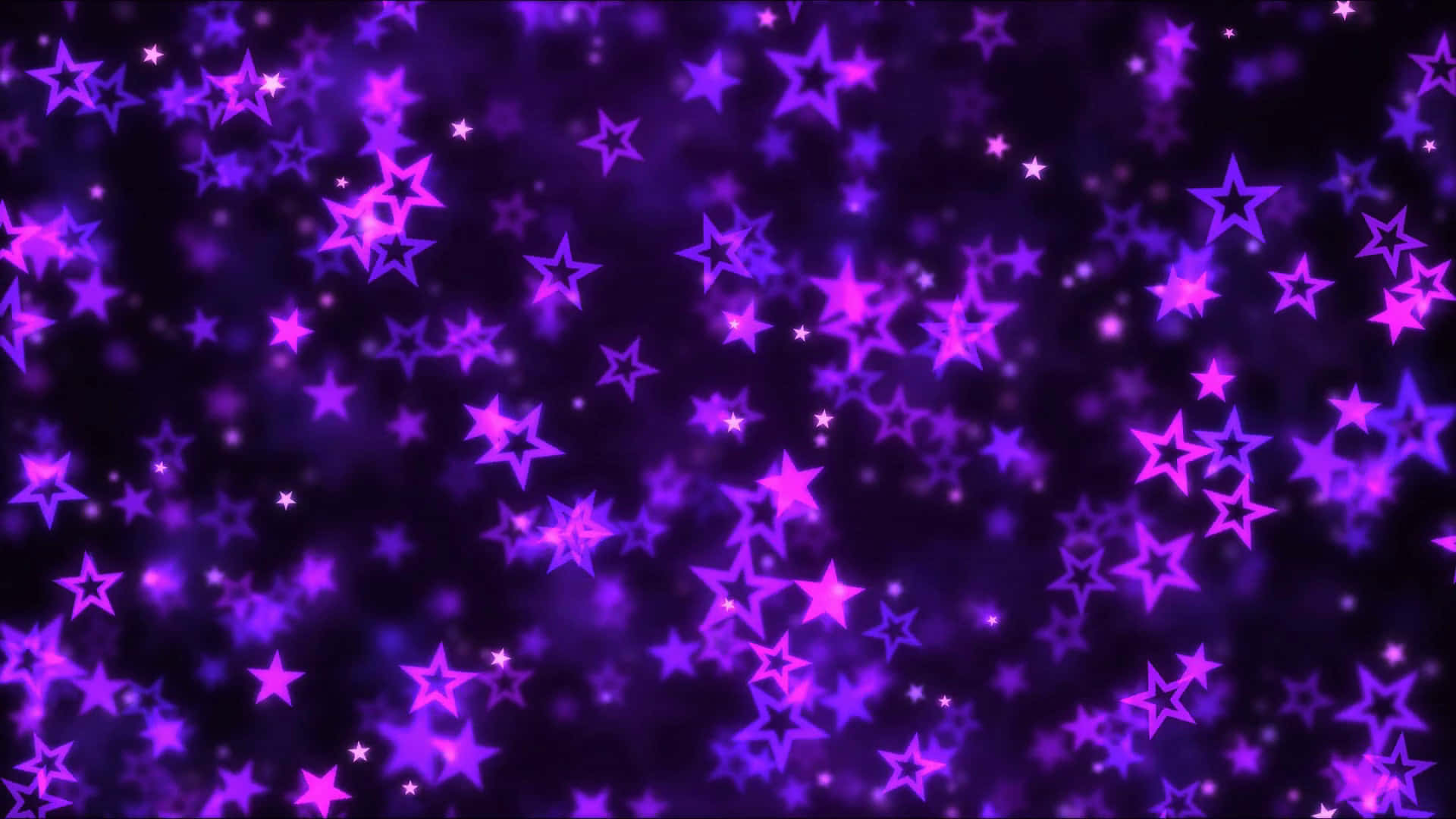 Purple Star 桌布 壁紙 — 一片充滿活力的發光紫色和粉紅色星星，在黑暗的宇宙背景下閃爍。