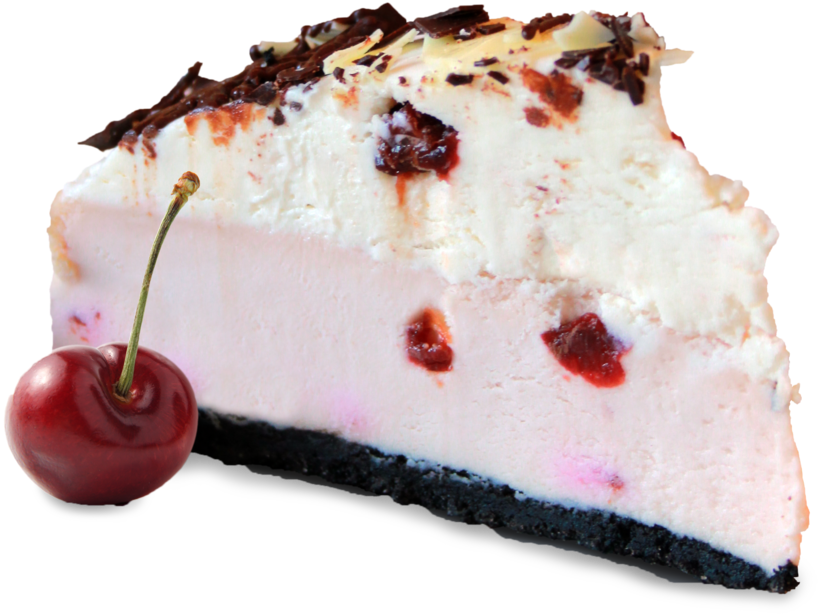 Desserts 桌布 壁紙 — 一片奶油櫻桃起司蛋糕，配上巧克力碎和新鮮櫻桃裝飾。