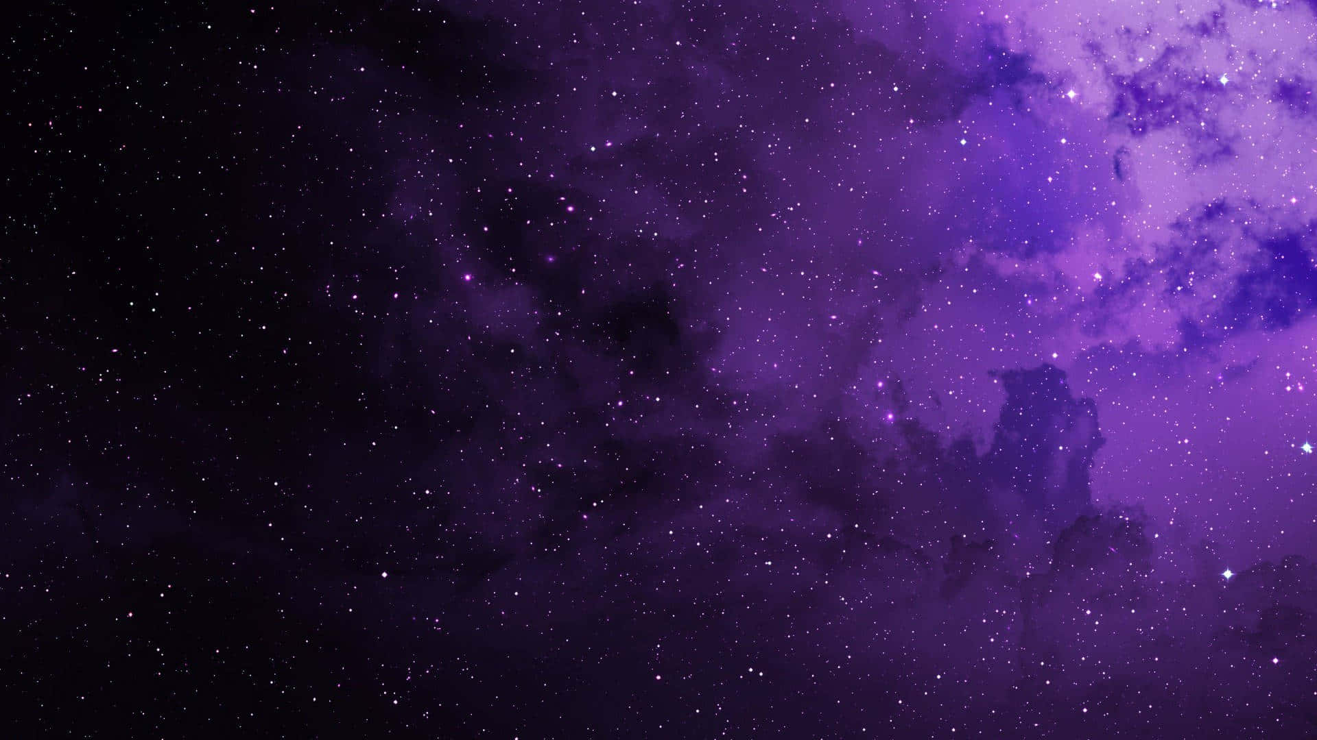 Purple Galaxy 桌布 壁紙 — 一片宇宙深紫色星雲的廣闊空間，點綴著閃爍的星星，映襯著黑暗的虛空。