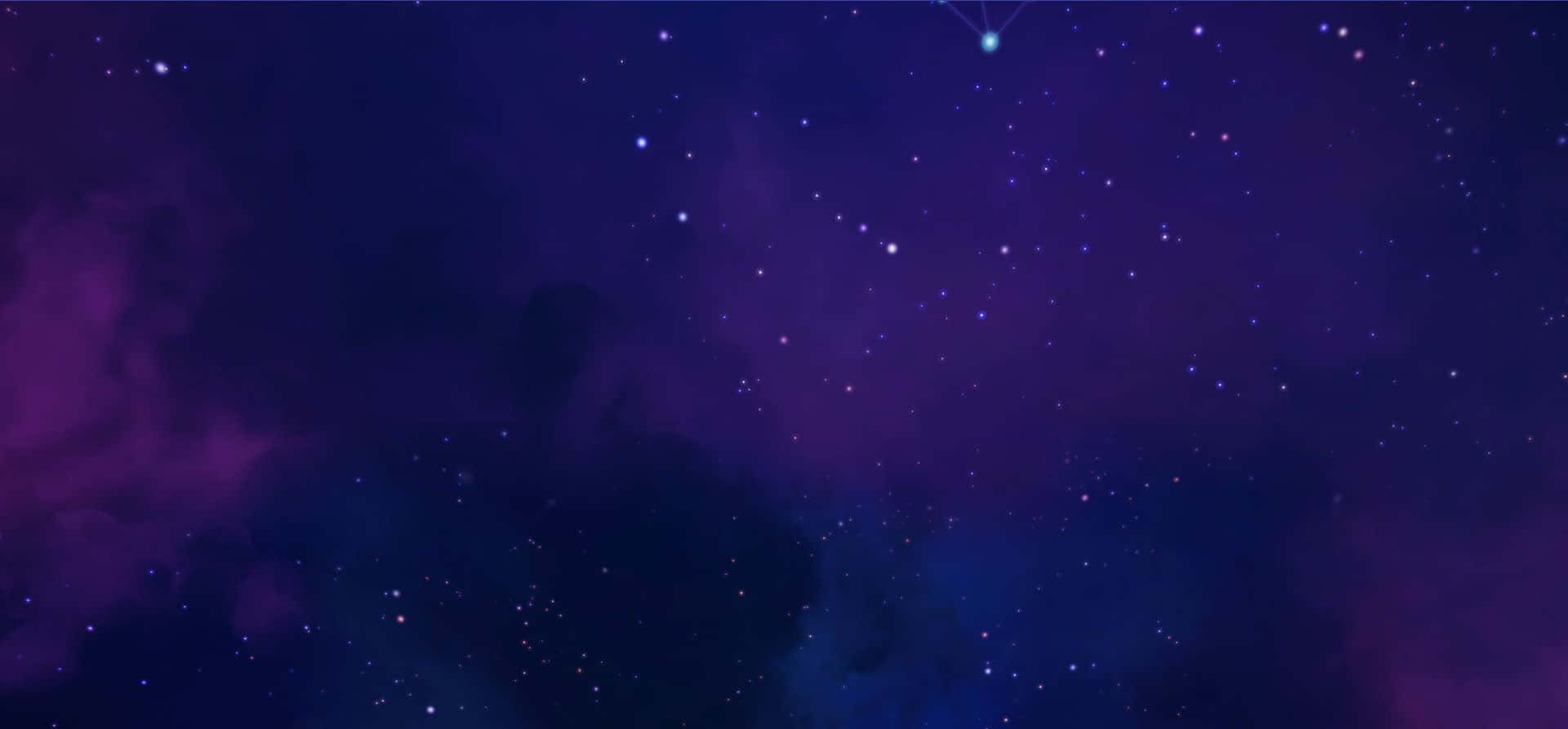 Disney Plus 桌布 壁紙 — 一片宇宙深處的紫色和藍色星雲，點綴著閃爍的星星和發光的星座。