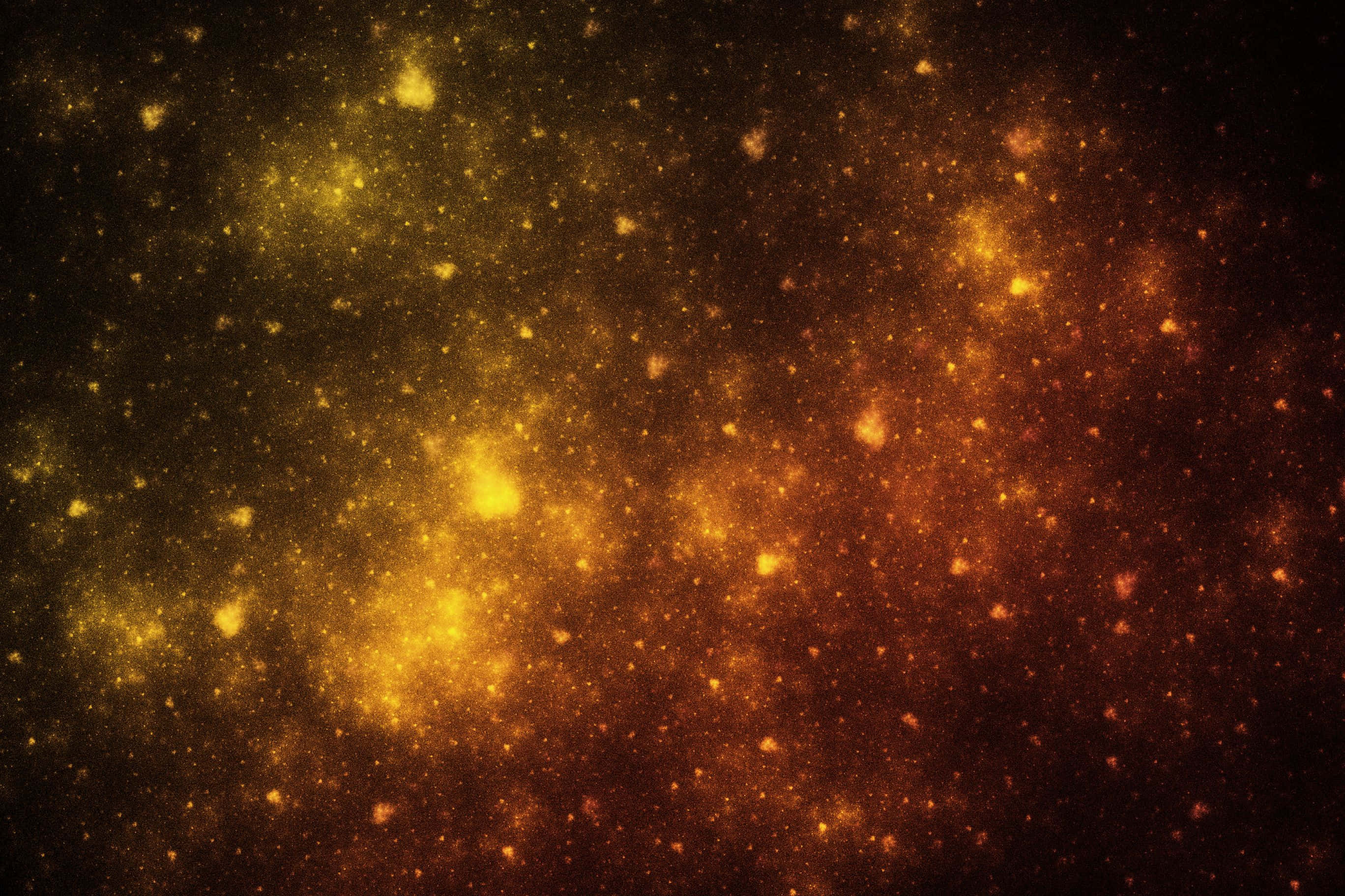 2736x1824 桌布 壁紙 — 一片宇宙空間，充滿了在深邃黑色虛空中閃耀的金色和橙色星星。