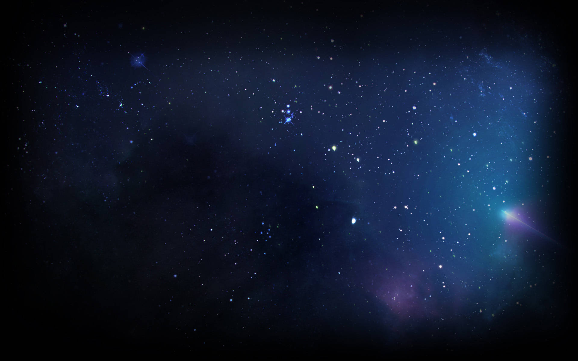 Civilization Beyond Earth 桌布 壁紙 — 一片宇宙空間，充滿了閃爍的星星和發光的星雲，呈現深藍和紫色，襯托著黑暗的虛空。