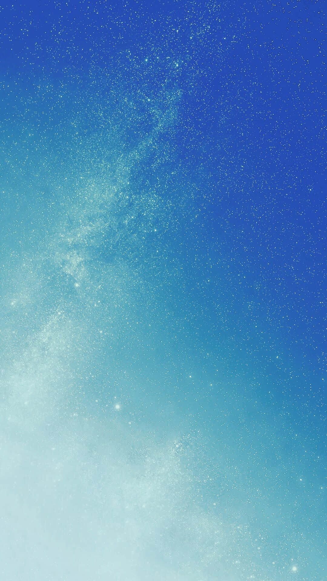 桌布 壁紙 — 一片寧靜的漸變天空從深藍色過渡到柔和的青綠色，點綴著閃爍的星星和宇宙塵埃。