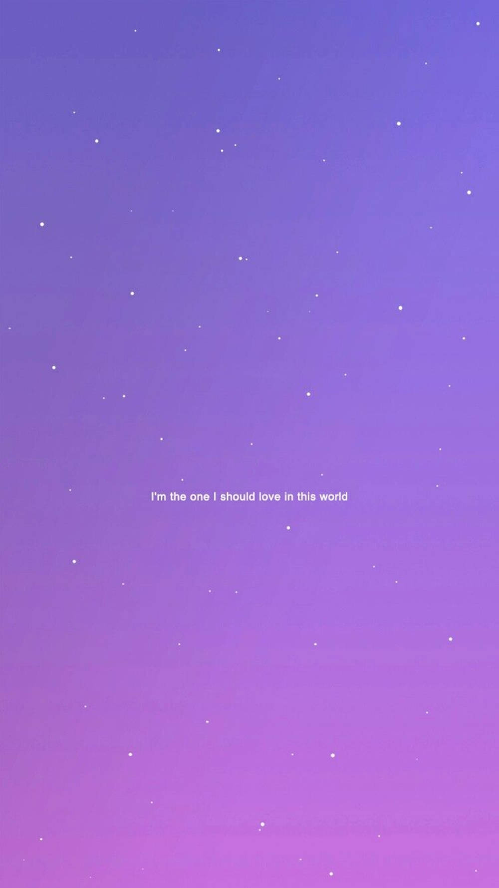 iPhone 桌布 壁紙 — 一片寧靜的紫色漸變天空，點綴著柔和的白色星星，中央有一句勵志名言。