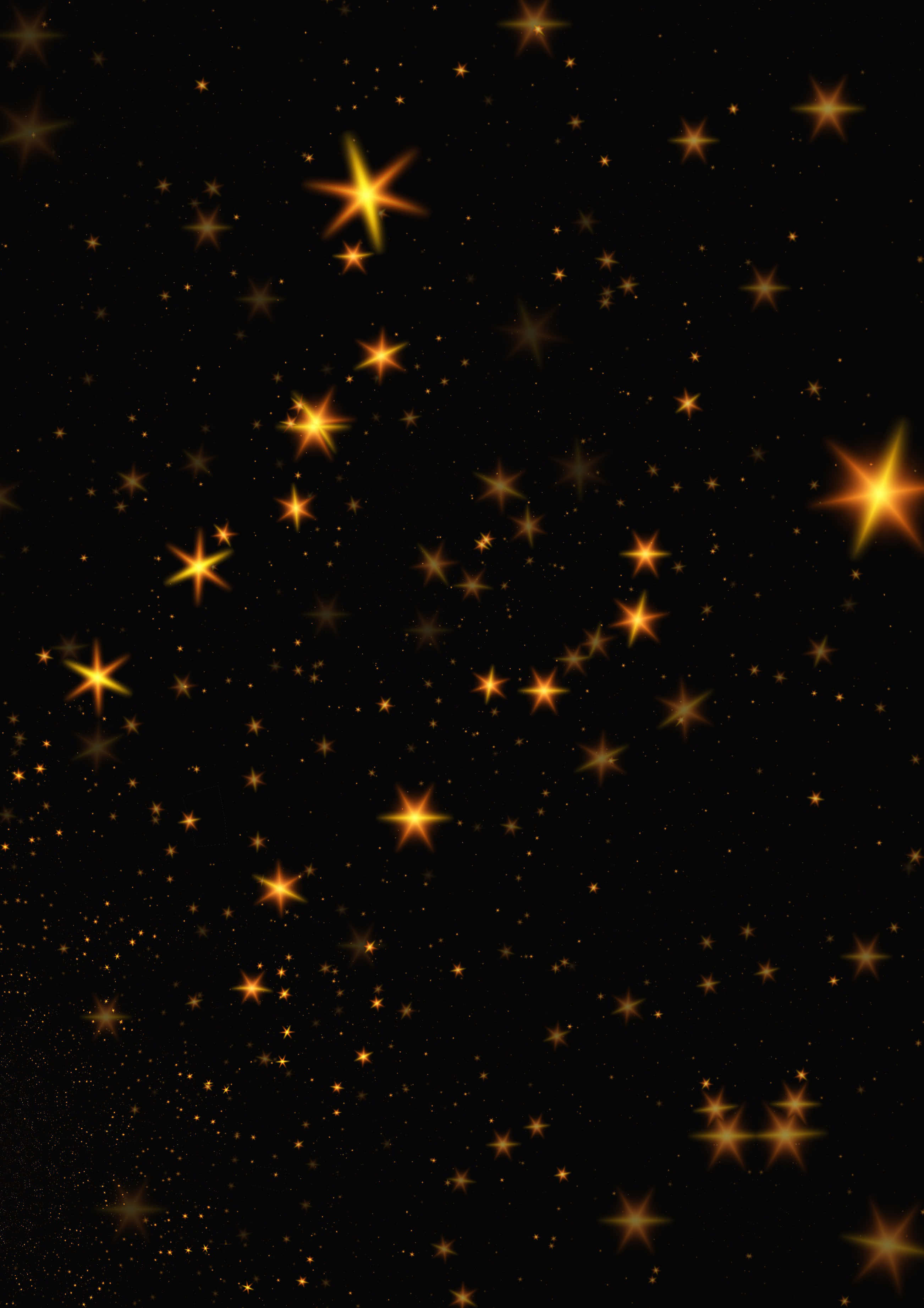 Christmas Star 桌布 壁紙 — 一片閃爍的金色星星在深邃的黑色宇宙背景下閃耀。