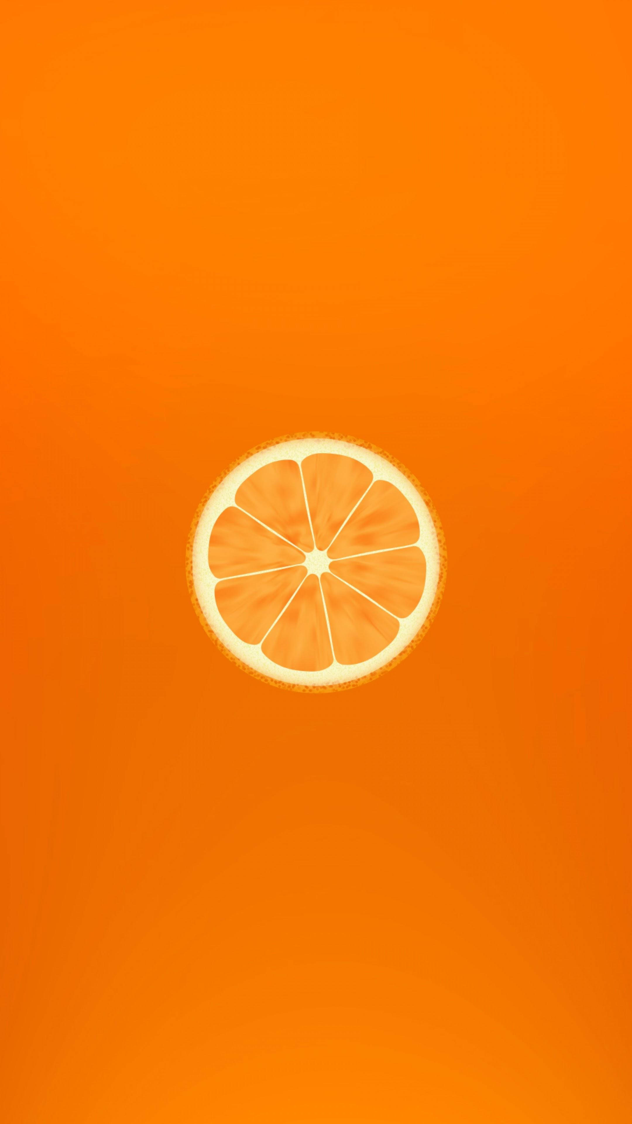 Minimalist Phone 桌布 壁紙 — 一片鮮豔的橙片置於漸變橙色背景中央，光線柔和。