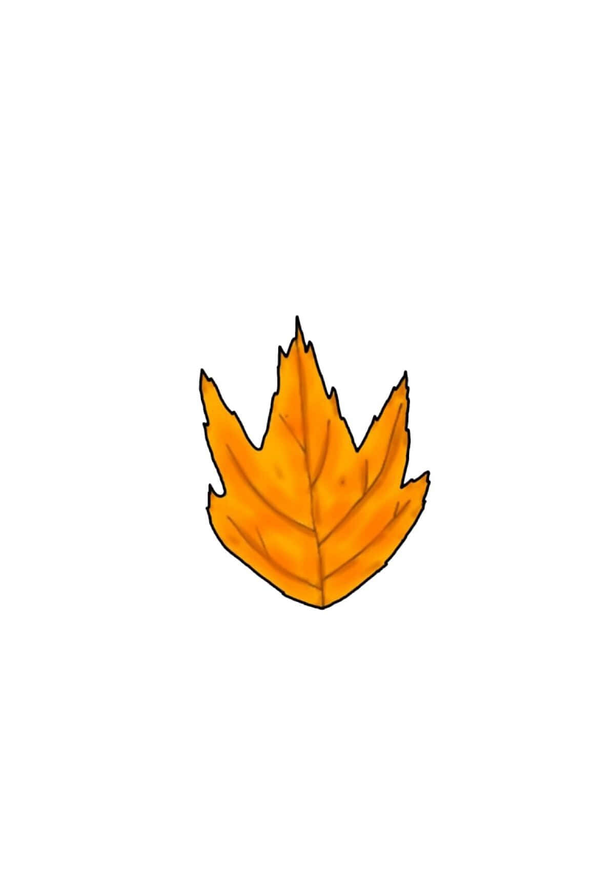 Autumn Leaves 桌布 壁紙 — 一片鮮豔的橙色楓葉，邊緣呈鋸齒狀，葉脈清晰可見，背景為純白色。