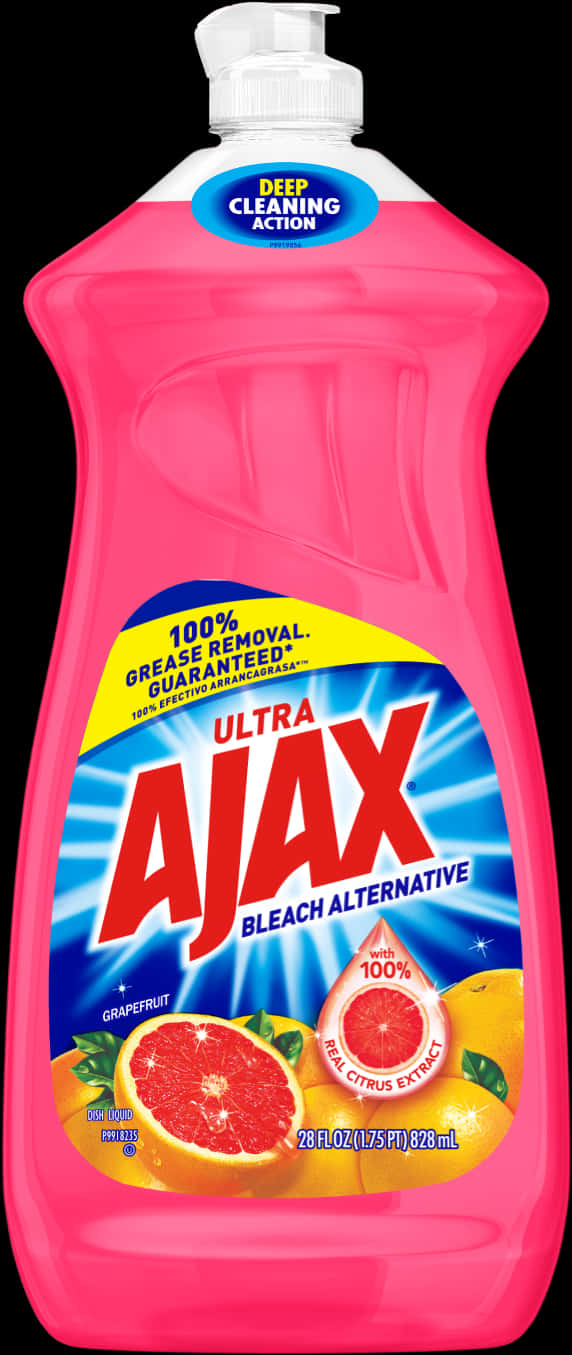 死神 桌布 壁紙 — 一瓶亮粉紅色的Ajax Ultra洗碗精，帶有葡萄柚香味和漂白劑替代標籤。