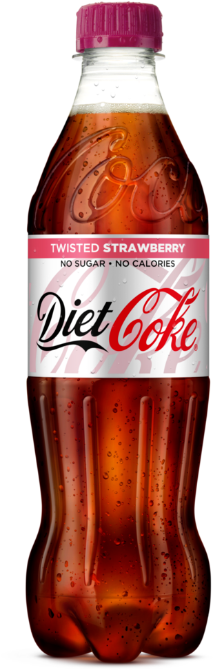 diet 桌布 壁紙 — 一瓶冰凍的健怡可樂扭紋草莓口味，在彎曲的塑膠表面上顯示冷凝水滴。