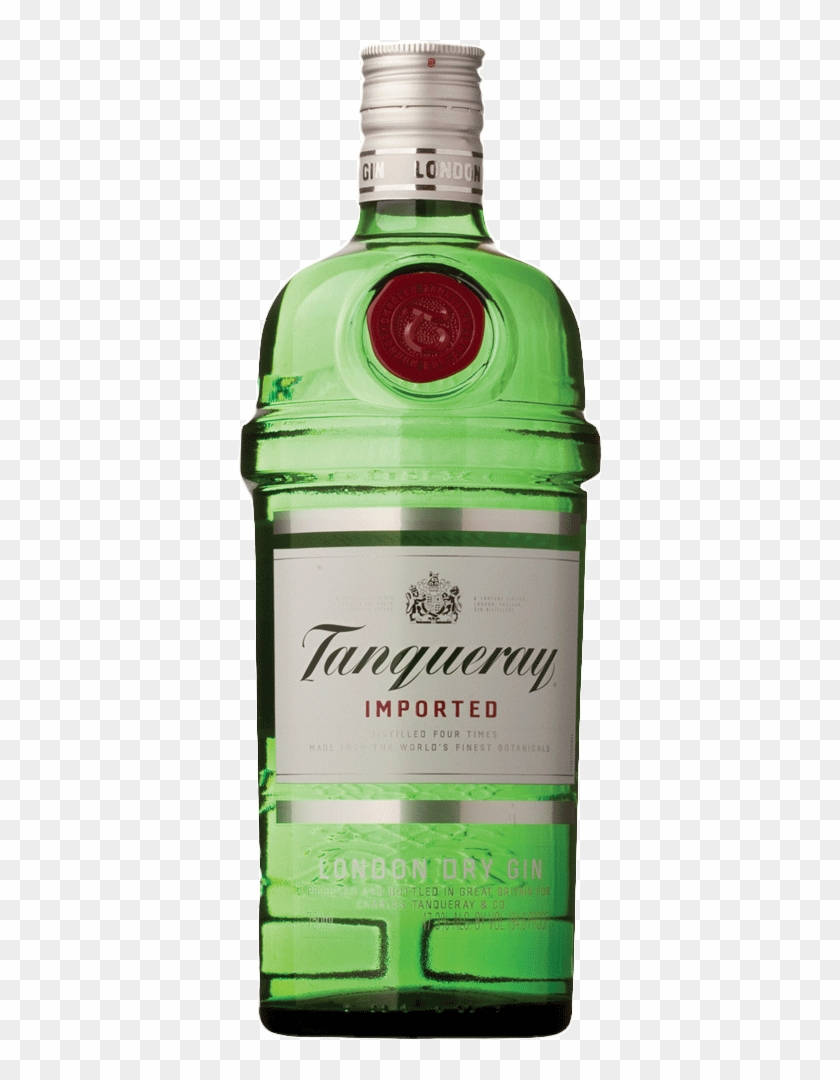 Drink 桌布 壁紙 — 一瓶清澈的綠色玻璃瓶裝的Tanqueray London Dry Gin直立於透明格紋背景前。