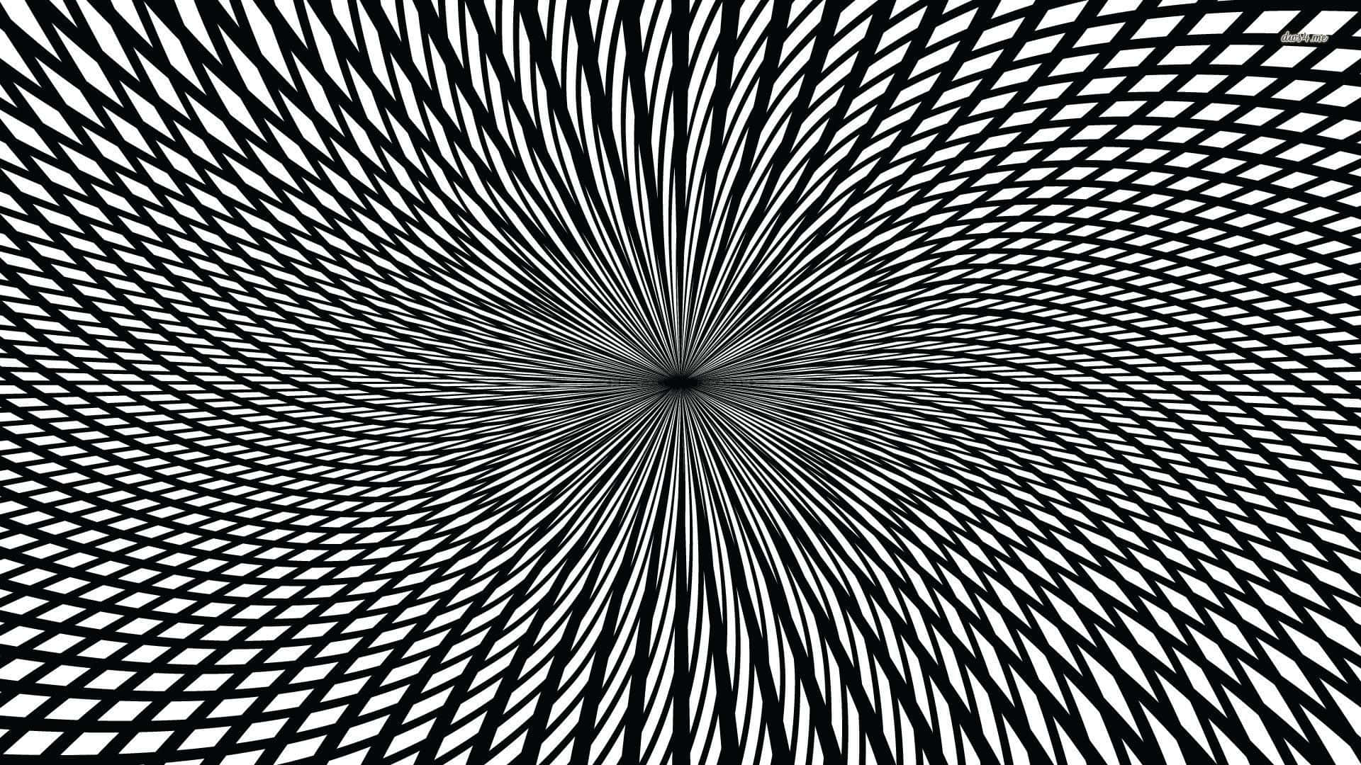 Illusion 桌布 壁紙 — 一種催眠的黑白視錯覺，放射線條向中心消失點匯聚。