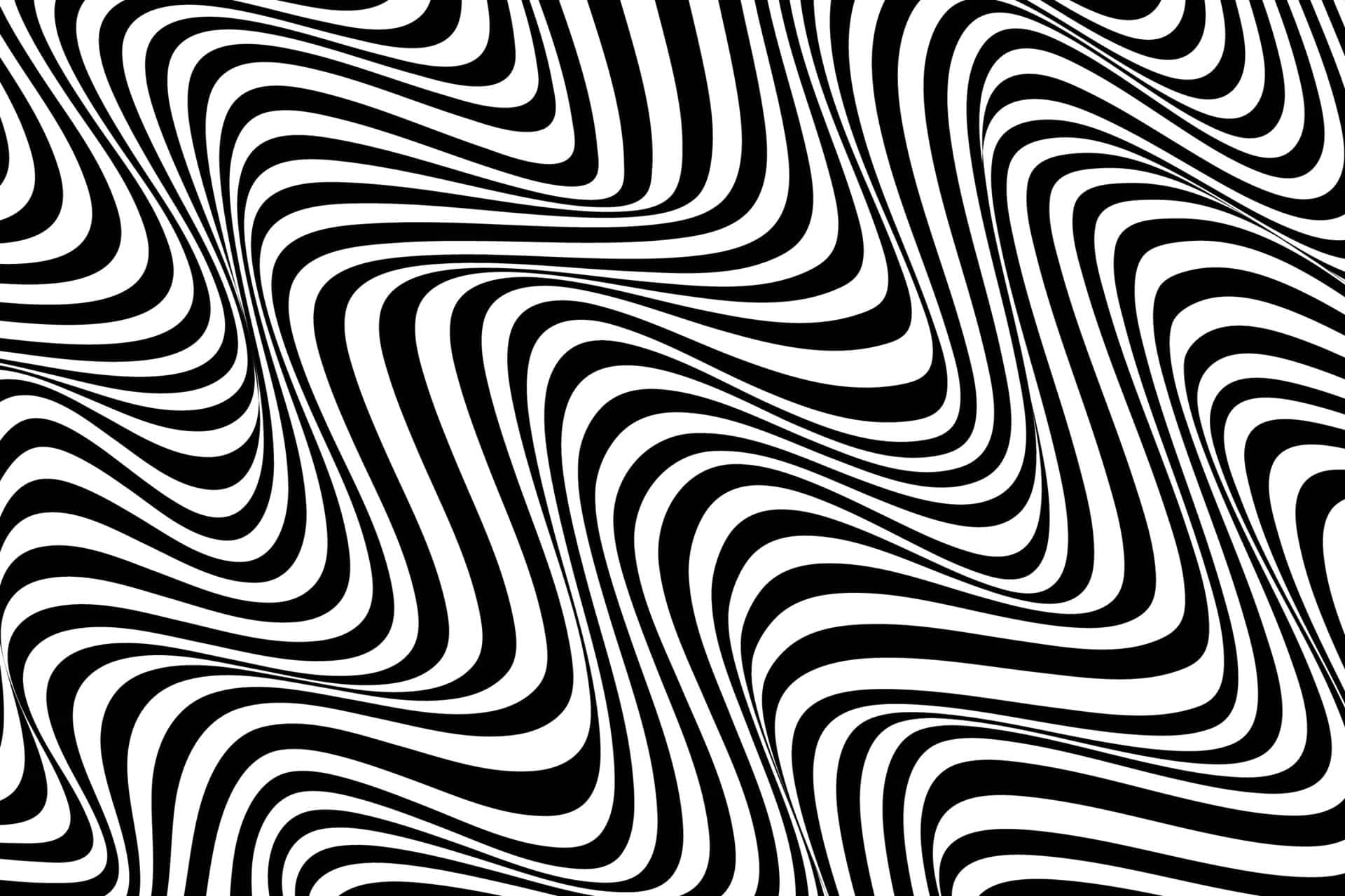 Illusion 桌布 壁紙 — 一種催眠般的黑白光學錯覺，流動的波浪條紋營造出深度和動感。
