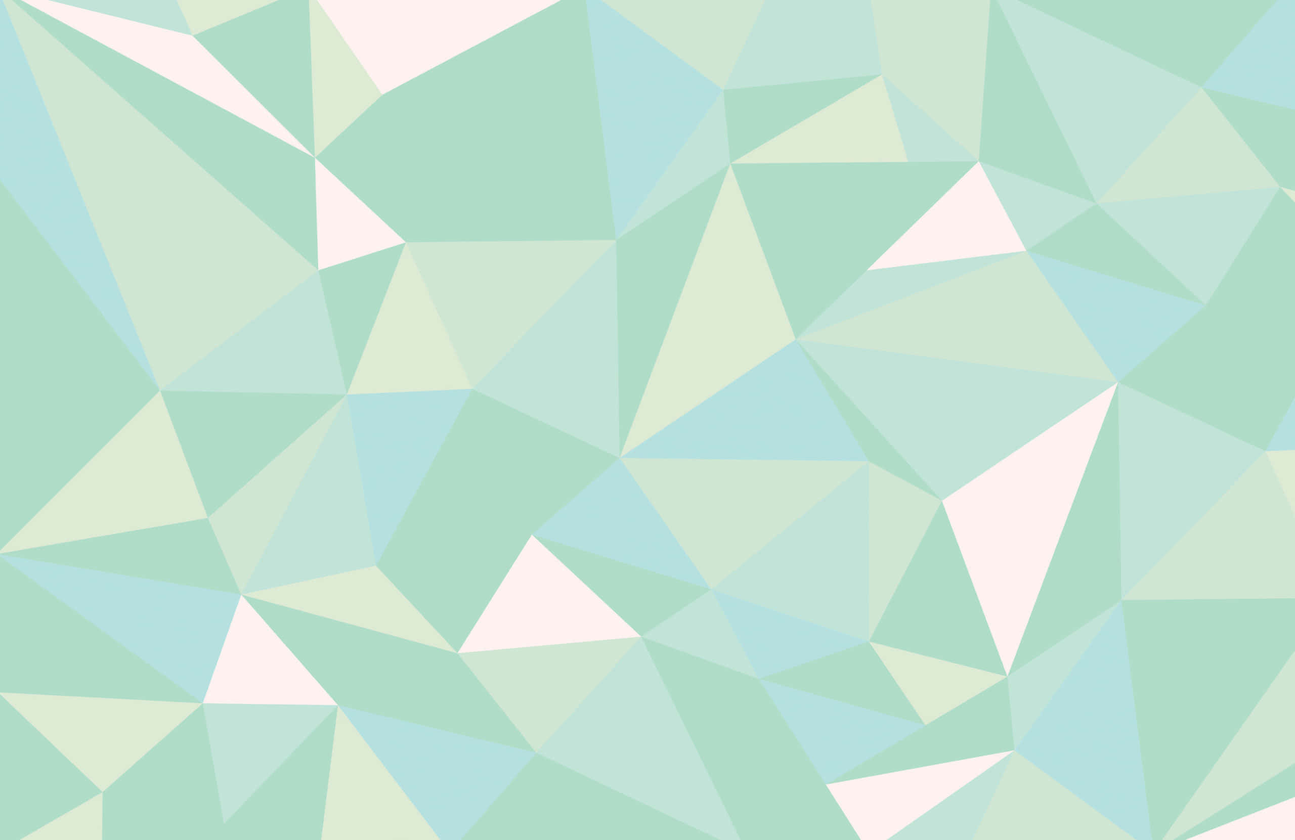 Geometric 桌布 壁紙 — 一種舒緩的抽象圖案，由粉綠色和白色三角形組成低多邊形幾何壁紙。