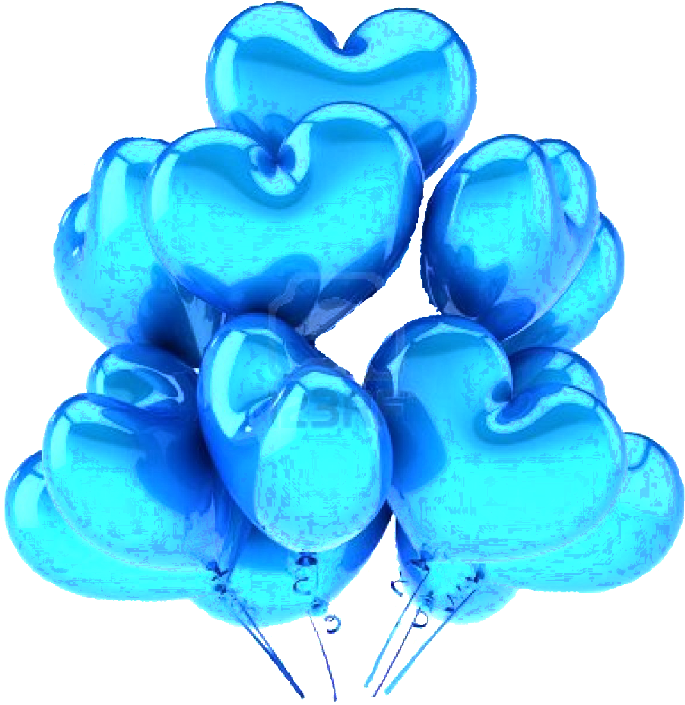 Cyan 桌布 壁紙 — 一簇閃亮半透明藍色心形氣球在黑色背景上漂浮。