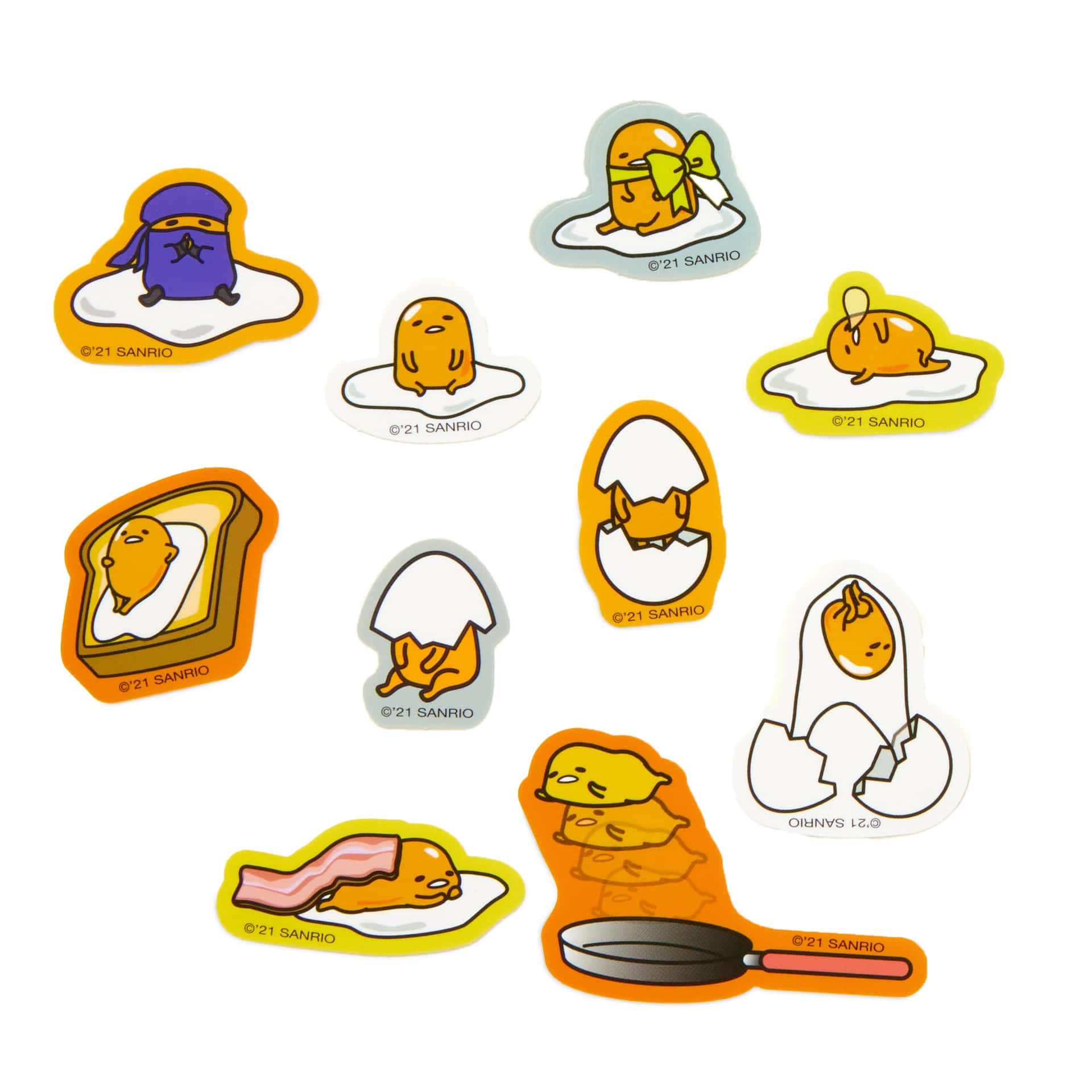 Gudetama 貼紙，以懶惰的蛋角色在早餐場景中為特色。 — 蛋黃哥 壁紙