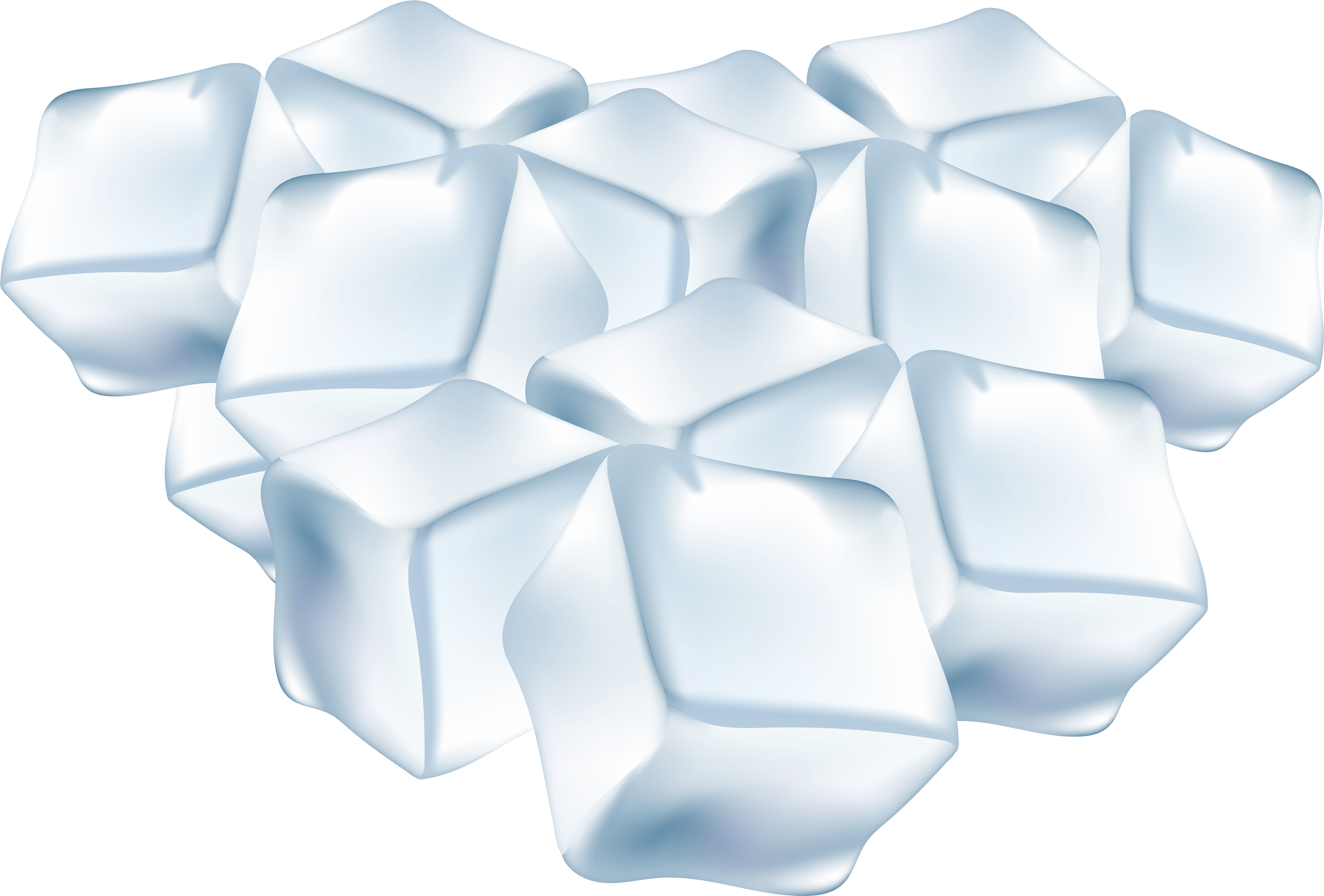 Ice Cubes 桌布 壁紙 — 一組半透明冰塊，邊緣光滑圓潤，在黑色背景上帶有柔和的高光。