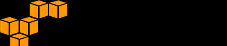 Amazon Logo White Transparent 桌布 壁紙 — 一組發光的橙色立方體，以幾何圖案排列在純黑色背景上。