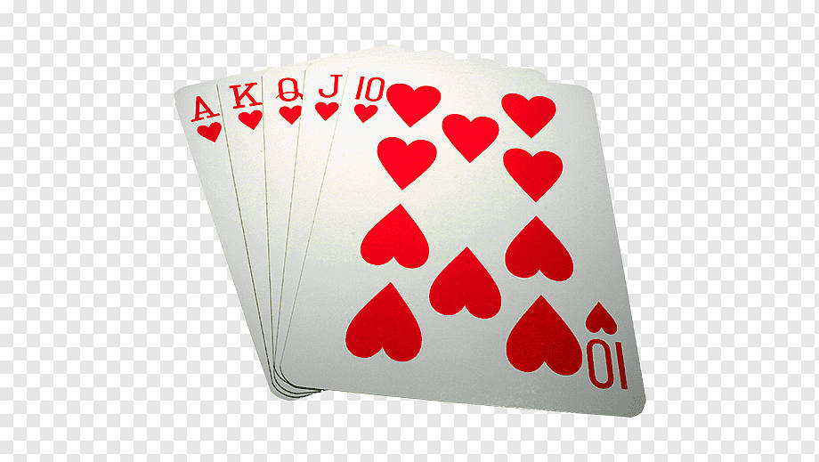 Playing Cards 桌布 壁紙 — 一組紅心撲克牌以扇形展開，顯示A、K、Q、J及10，背景為透明方格。