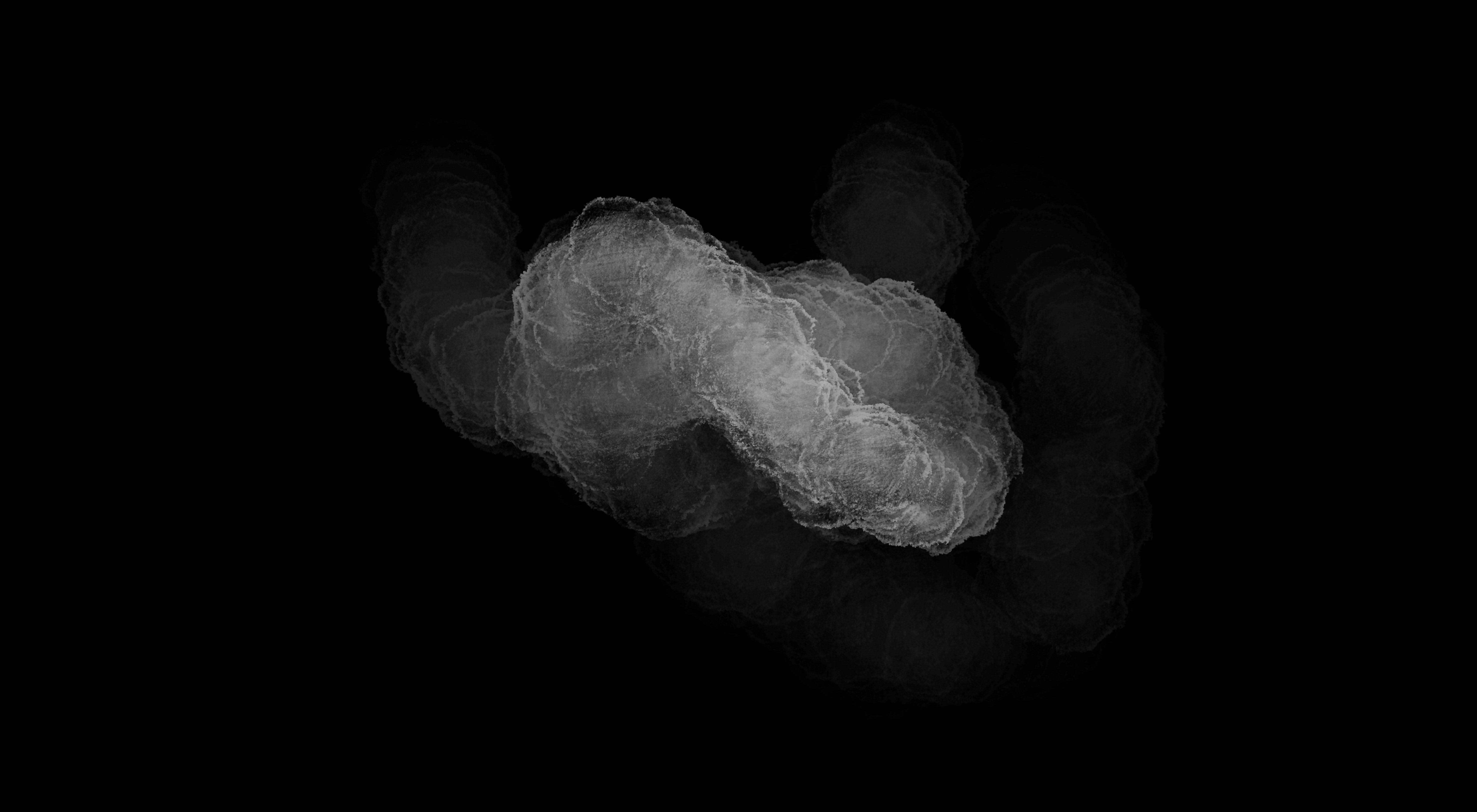 Dark Minimalist 桌布 壁紙 — 一縷縹緲的煙霧在純黑背景上以單色旋轉。