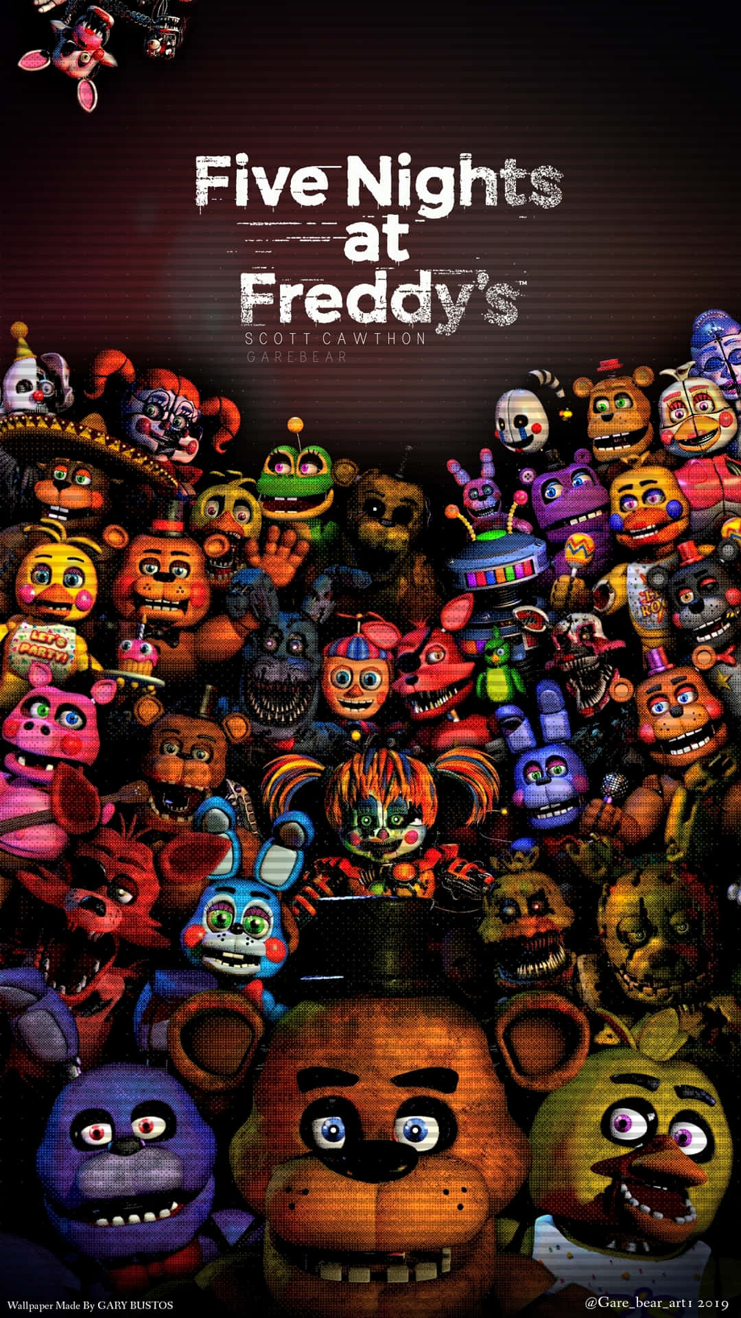 一群來自遊戲《Five Nights at Freddy's》的威脅性電子動畫角色。 — 佛萊迪餐館之五夜驚魂 GIF 壁紙
