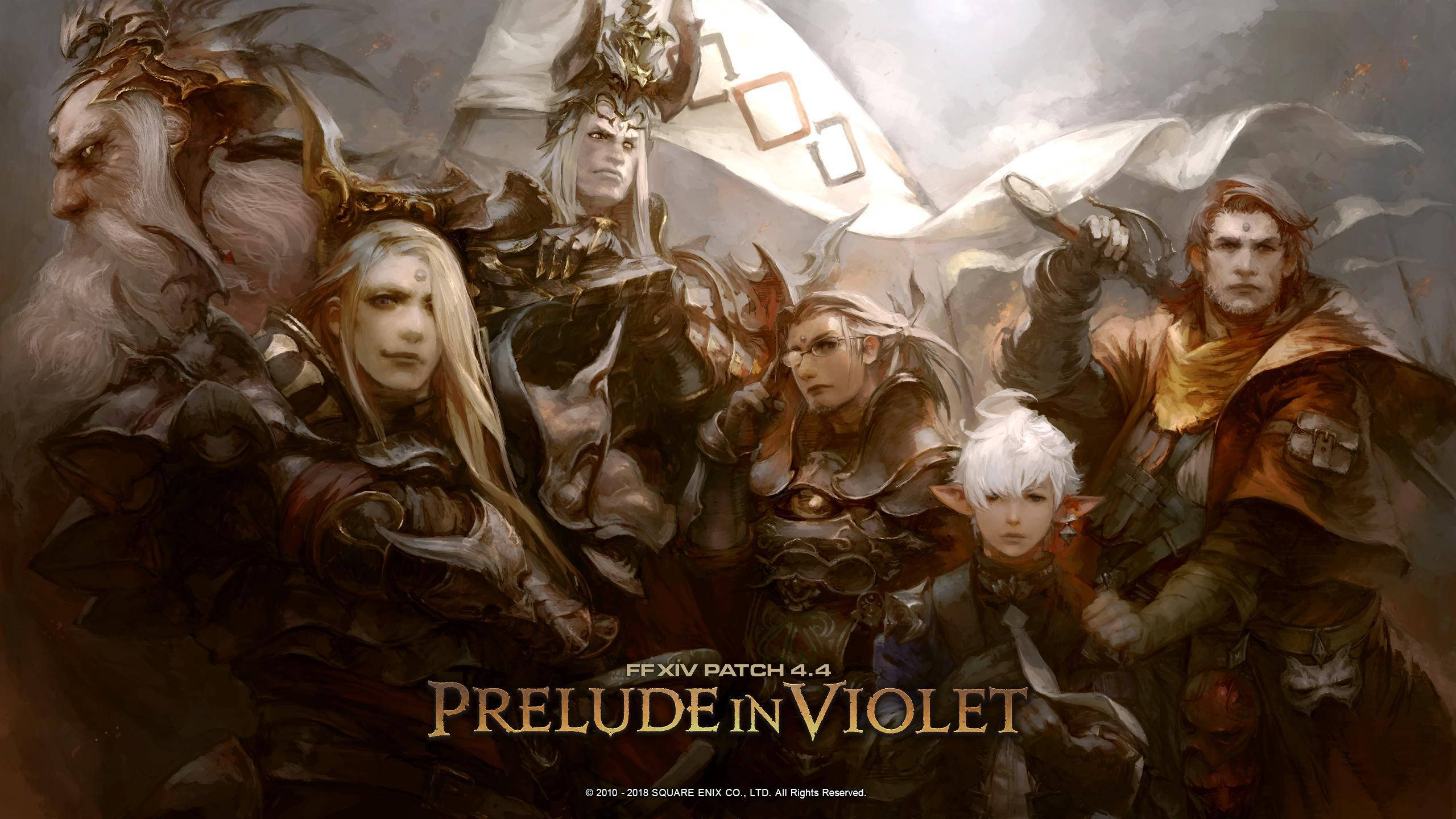 電玩遊戲 桌布 壁紙 — 一群身穿盔甲的奇幻戰士和一個孩子在暴風雨天空下堅定地站立，手持旗幟。