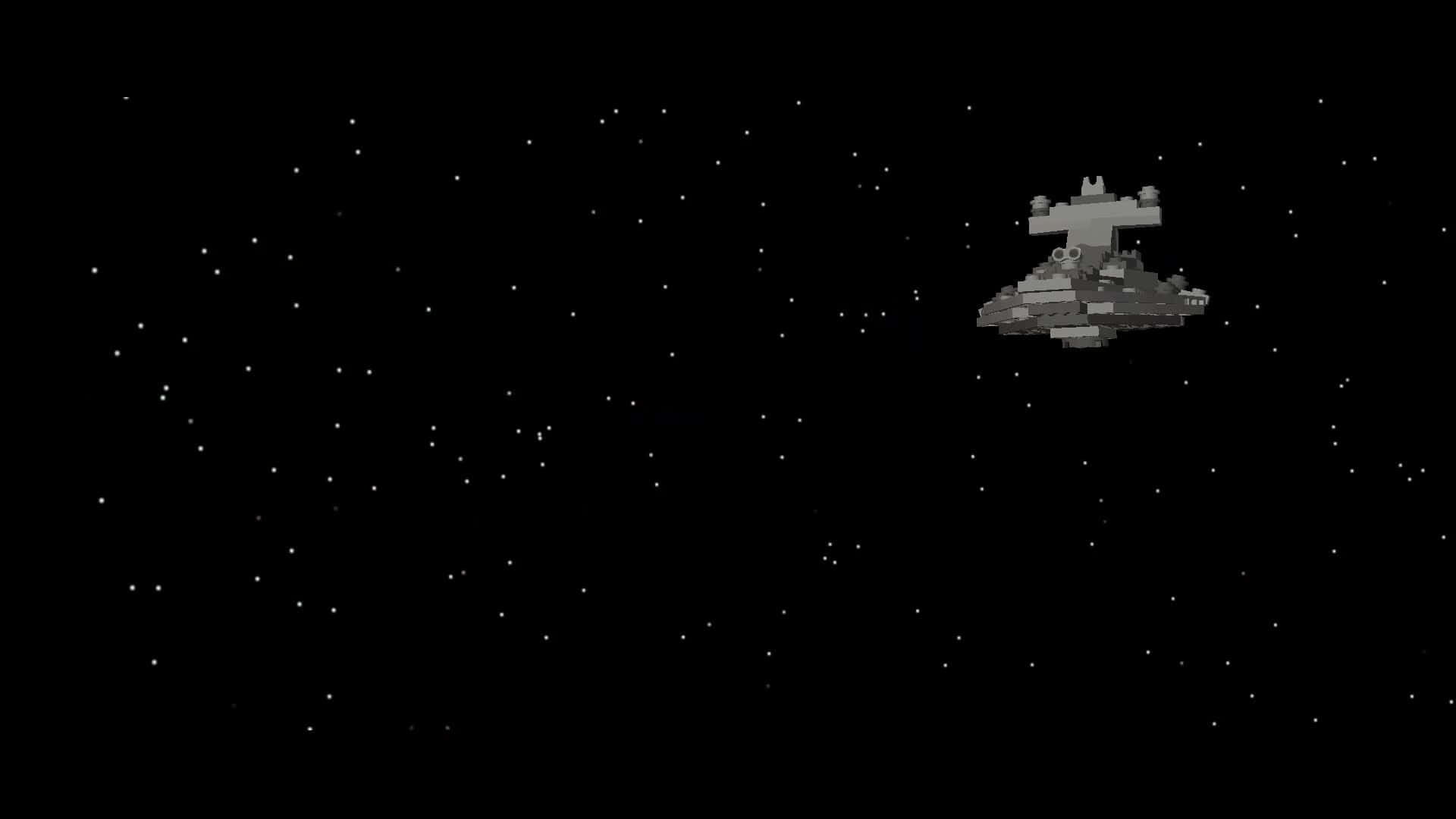 Star Wars Space 桌布 壁紙 — 一艘像素化的星際毀滅者獨自航行在深空的星域中。