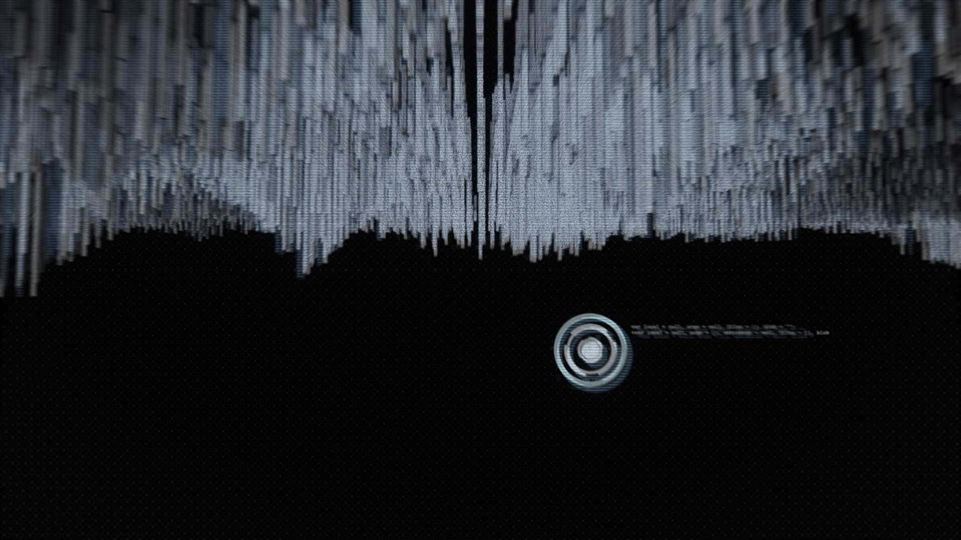 Dark Web 桌布 壁紙 — 一艘未來風格的太空船在深空中漂流於數位數據流瀑布之下。