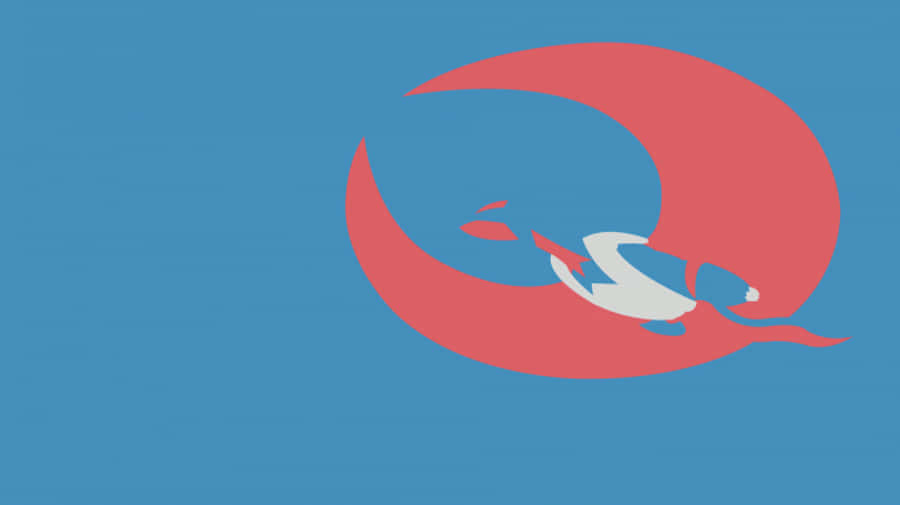 Salamence 桌布 壁紙 — 一艘極簡風格的白色和紅色弧形火箭船，以純藍色背景襯托。