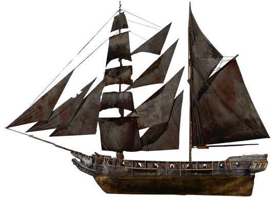 ships 桌布 壁紙 — 一艘飽經風霜的帆船，帆布破爛，索具生鏽，孤立在漆黑的虛空中。