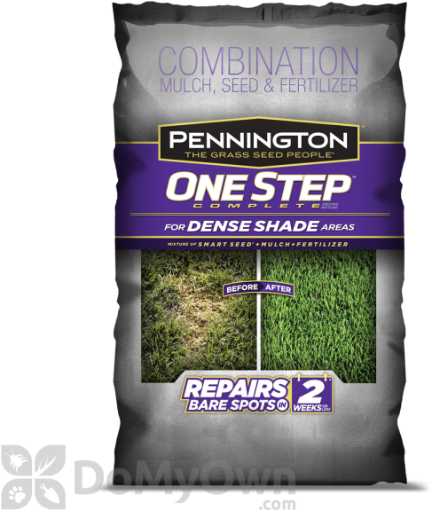 百慕達 桌布 壁紙 — 一袋Pennington One Step草坪產品，展示濃密陰影區域的草生長前後對比。