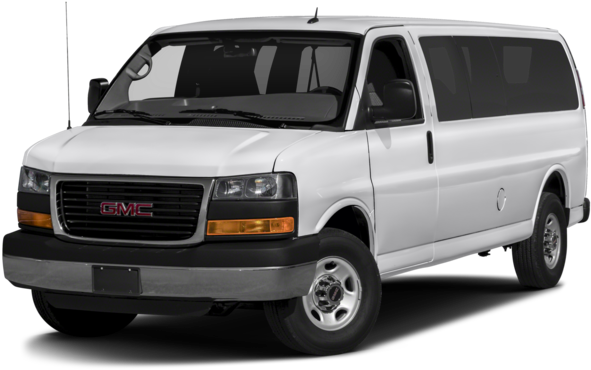 GMC 桌布 壁紙 — 一輛乾淨的白色GMC廂型車，配有有色車窗和鍍鉻輪圈，在透明背景下的工作室燈光中展示。