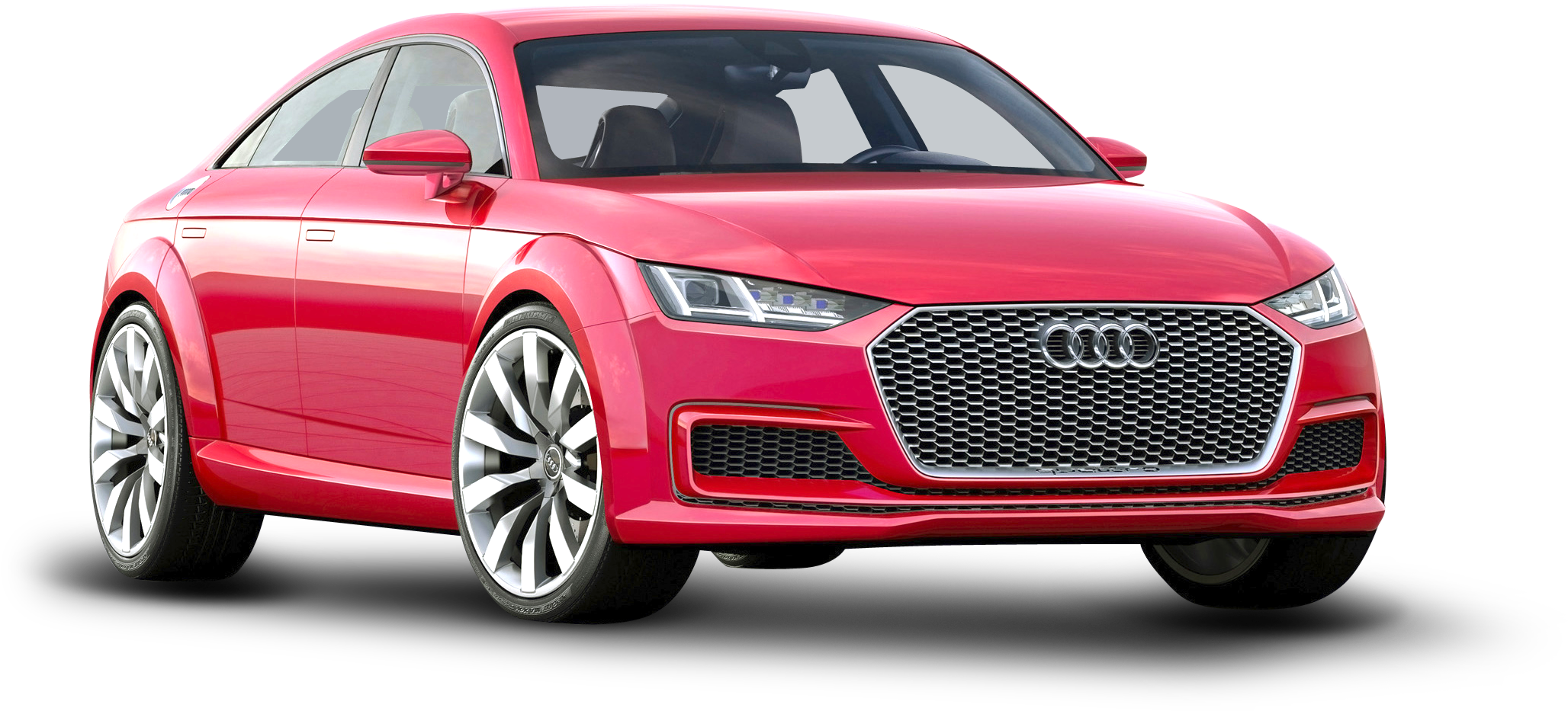 Red Car 桌布 壁紙 — 一輛亮紅色奧迪運動轎跑車，配備銀色輪圈和鋒利頭燈，在黑色背景下脫穎而出。