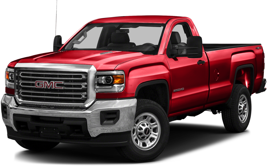 GMC 桌布 壁紙 — 一輛亮紅色的GMC Sierra HD皮卡車在黑色背景下的攝影棚燈光中展示。