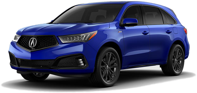 Acura 桌布 壁紙 — 一輛充滿活力的藍色Acura SUV，帶有黑色飾邊和時尚頭燈，在攝影棚燈光下展示。
