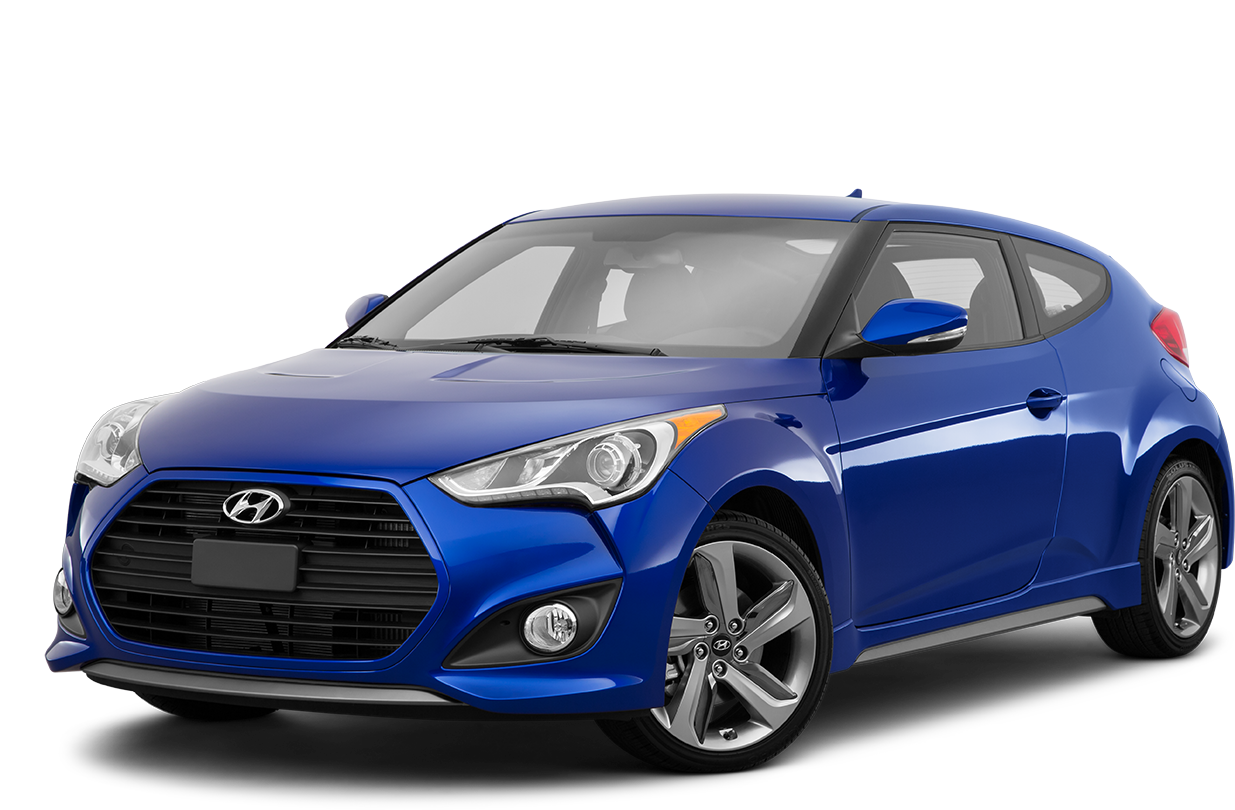 Hyundai 桌布 壁紙 — 一輛充滿活力的藍色現代Veloster跑車，在工作室燈光下以乾淨的白色背景展示。