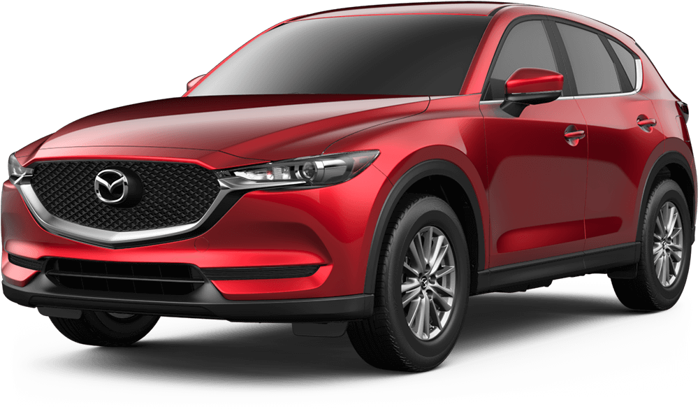 馬自達 桌布 壁紙 — 一輛光澤的紅色Mazda CX-5 SUV在黑色背景上以白色反射的攝影棚燈光下展示。