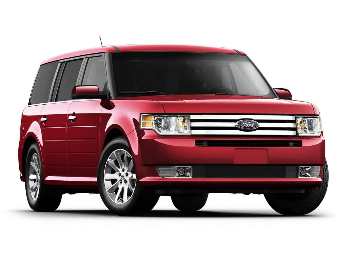 Ford Flex 桌布 壁紙 — 一輛光澤的紅色福特Flex SUV在攝影棚燈光下，以乾淨的白色背景展示。