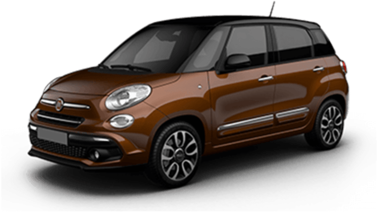 飛雅特 桌布 壁紙 — 一輛時尚的棕色Fiat Panda，配備黑色車頂和銀色飾條，在灰色表面上以工作室燈光展示。